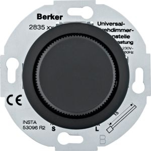 Berker MAN0101417 Nebenstellen-Einsatz für Universal-Drehdimmer mit Softrastung Serie 1930 schwarz softtouch