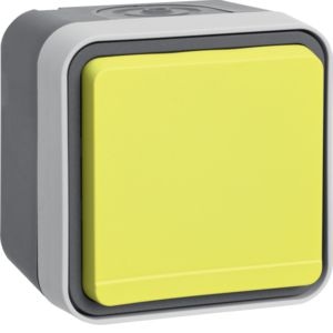 Berker 47403524 Schutzkontakt-Steckdose mit gelbem Klappdeckel Aufputz W.1 grau/lichtgrau