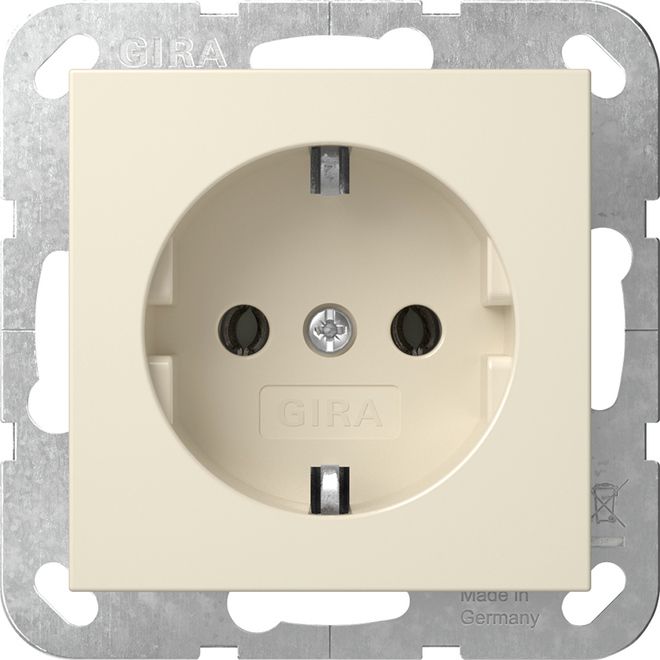 Gira 446601 Schutzkontakt-Steckdose ohne Befestigungskrallen, System 55, cremeweiß glänzend
