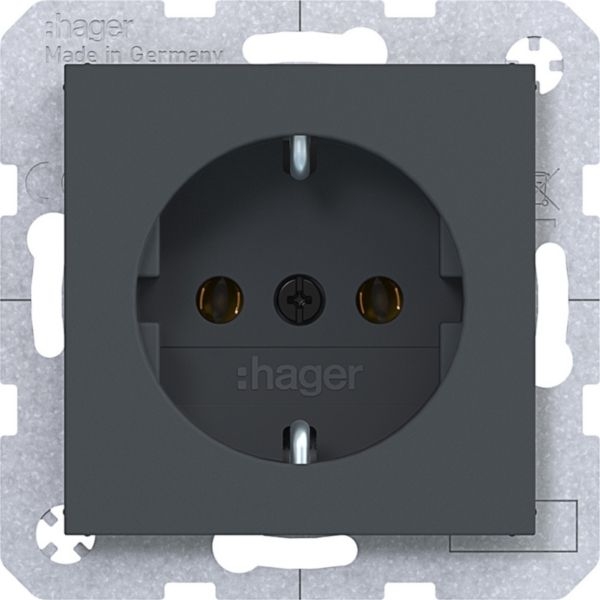 Hager WAS1100AT Schutzkontaktsteckdose, Steckklemmen, A.x/C.x, anthrazit matt