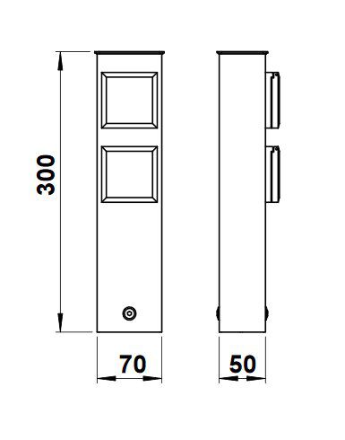 Albert 692200 Steckdosensäule Edelstahl mit 2 Steckdosen, Höhe 30cm
