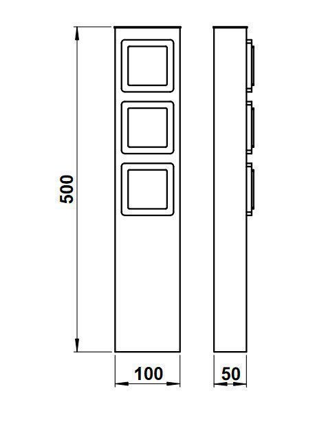 Albert 692107 Steckdosensäule Edelstahl mit 3 Steckdosen, Höhe 500mm