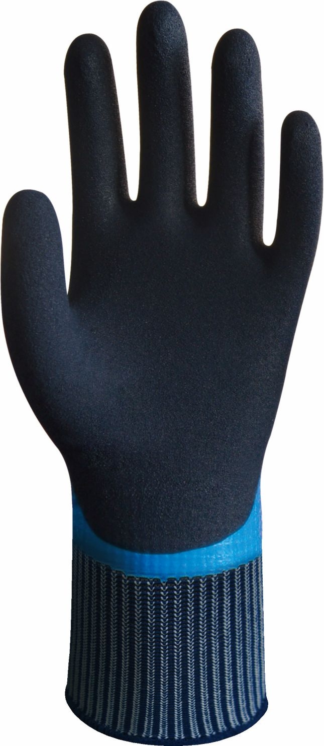 Wonder Grip® WG-318 Arbeitshandschuh Aqua, Gr. L/9, doppelt vollbeschichtet, hervorragende Griffigkeit und Widerstandsfähigkeit bei nässe, 1x Paar L/R, blau/grau