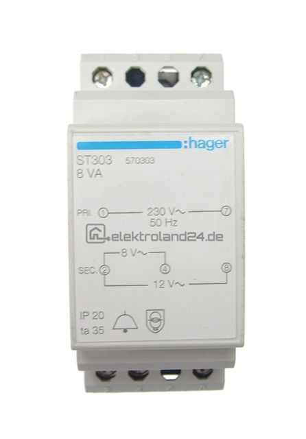 Hager ST 303 Klingeltransformator, 8 und 12 V