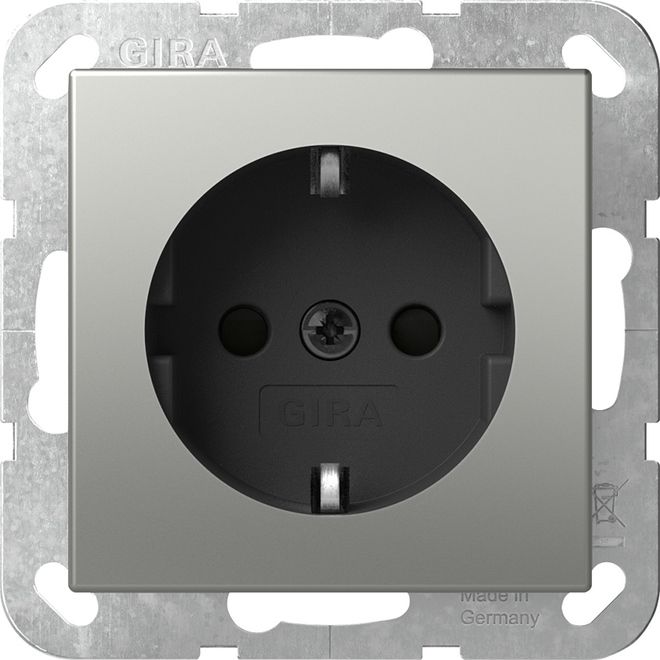 Gira 4453600 Schutzkontakt-Steckdose Shutter System 55 Edelstahl