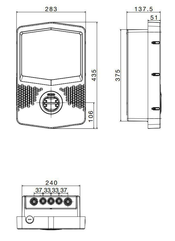 Gewiss GWJ3103A Wallbox I-CON Autostart DLM, 11kW, Ladebuchse Typ2, Bluetooth
