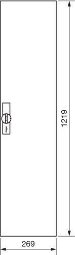 Hager FZ026N Ersatztür rechts mit Stangenverschluss, Klappgriff, für Hager-Schränke, 1250 x 300 mm