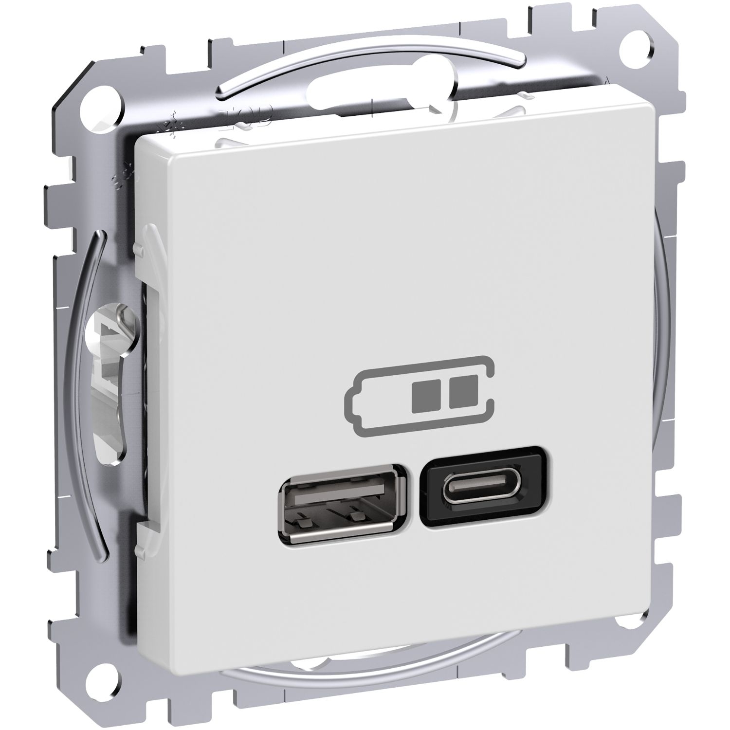 Elso WDE002983 USB Ladestation, 2,4 A, Typ A + C, Exxact, weiß glänzend