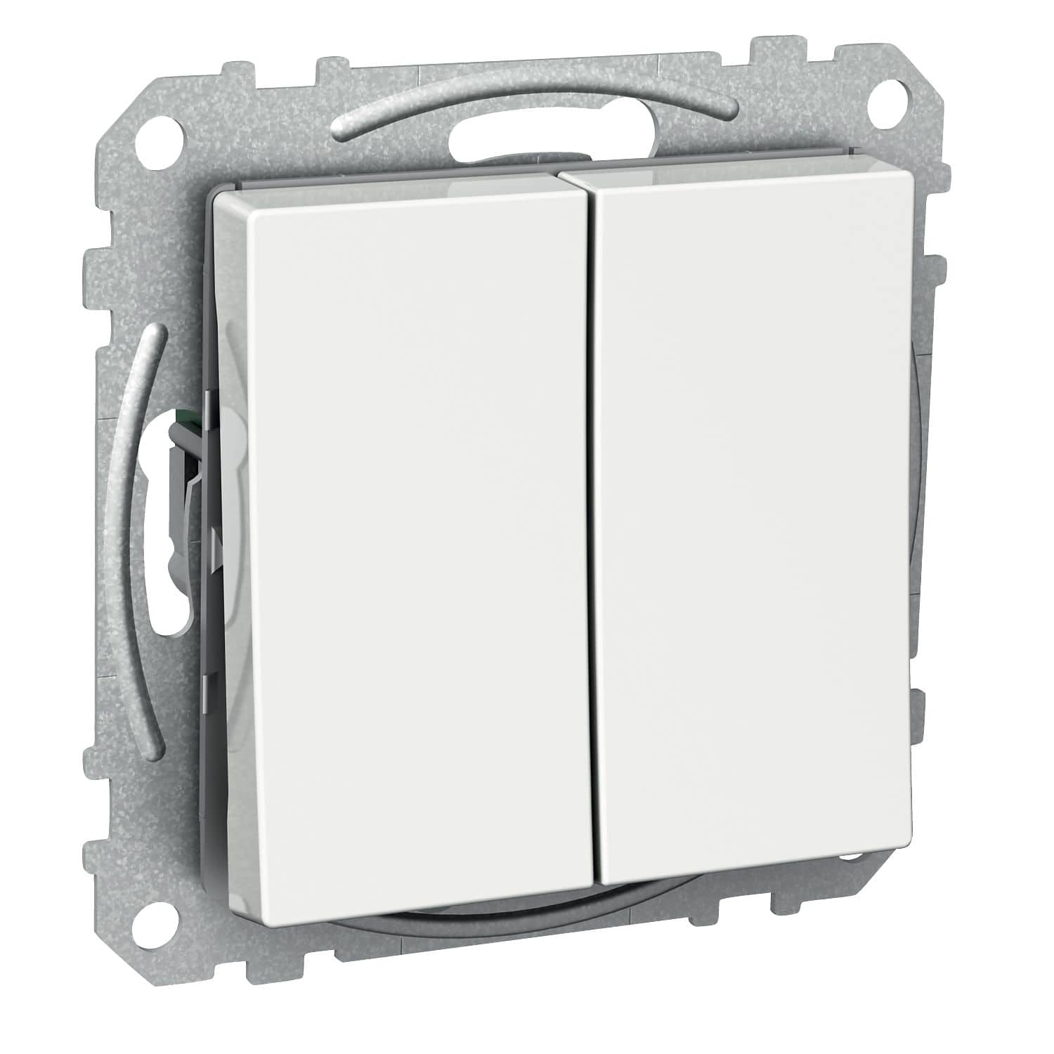 Elso WDE002105 Doppeltaster mit Wippe 2-fach, 16 A, Exxact, weiß glänzend
