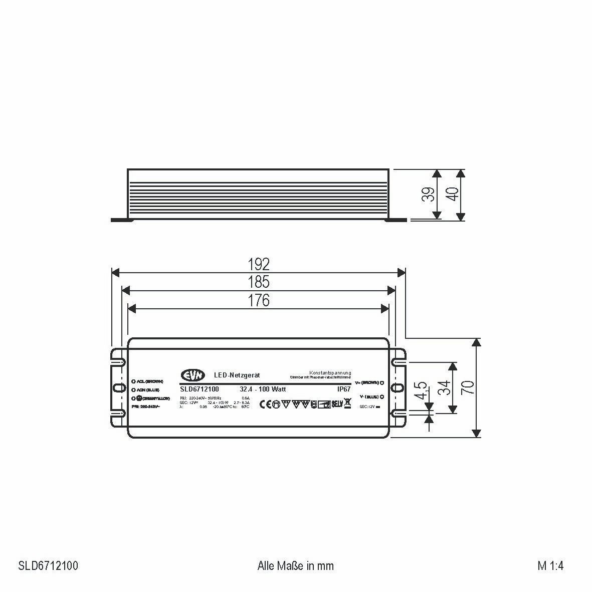 EVN SLD6712100 NG 12V/DC, 32,4-100W, IP67