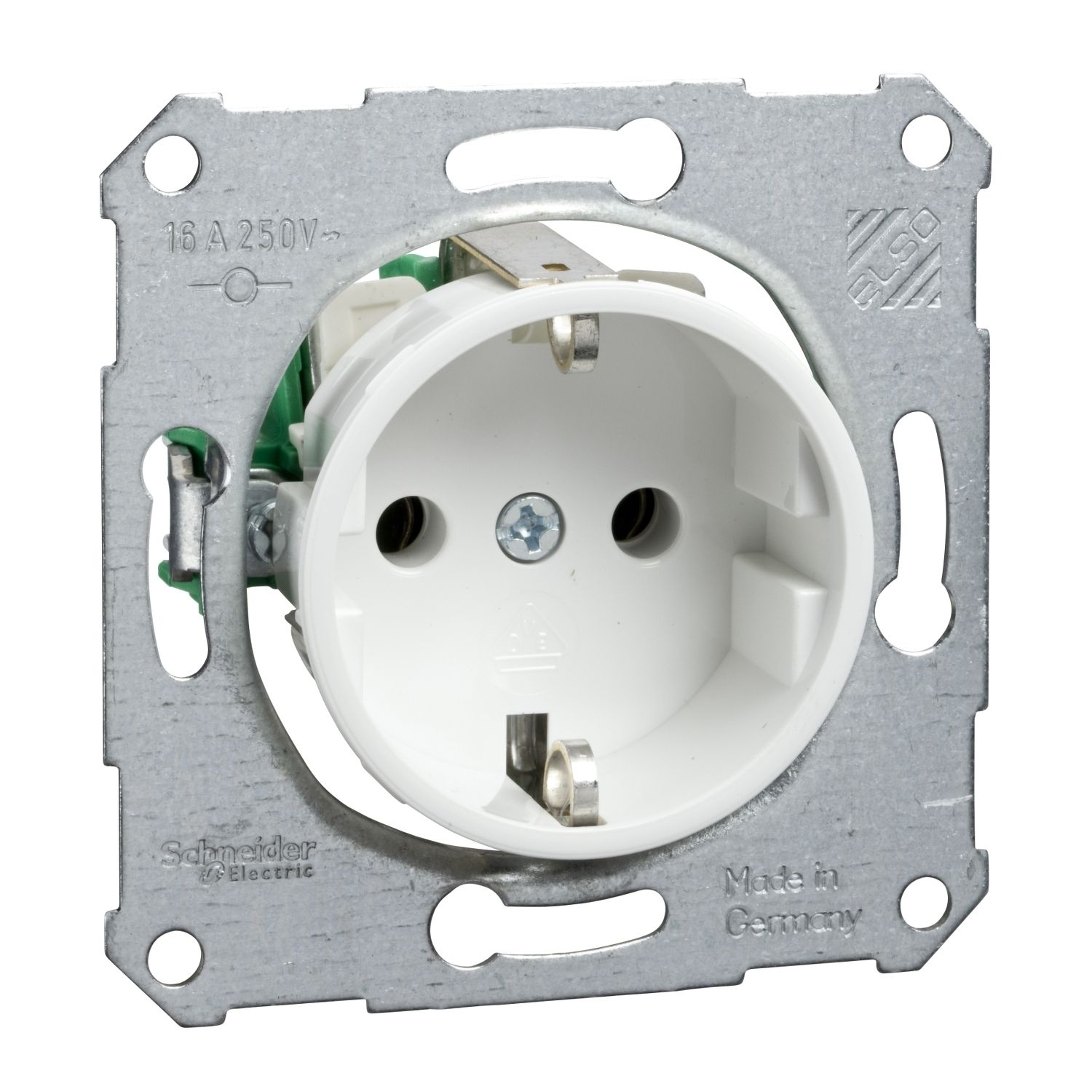 Elso 225014 Schutzkontakt-Steckdose (Baukastensystem) für Zentralplatte, 16 A, 250 V, Steckklemme, bruchfest, Fashion/Fashion IP44/Joy/Joy IP44, reinweiß glänzend