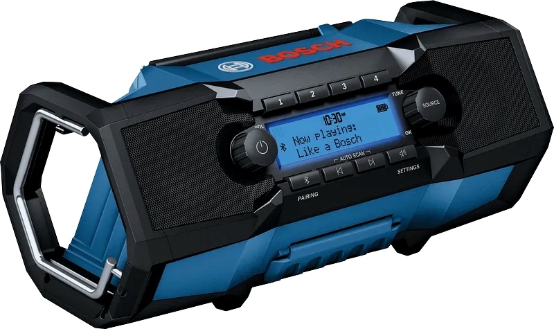 Bosch 06014A3300 Baustellenradio GPB18V-3SC, DAB+, Bluetooth , FM, Aufladen über USB-C, IP54, blau/schwarz