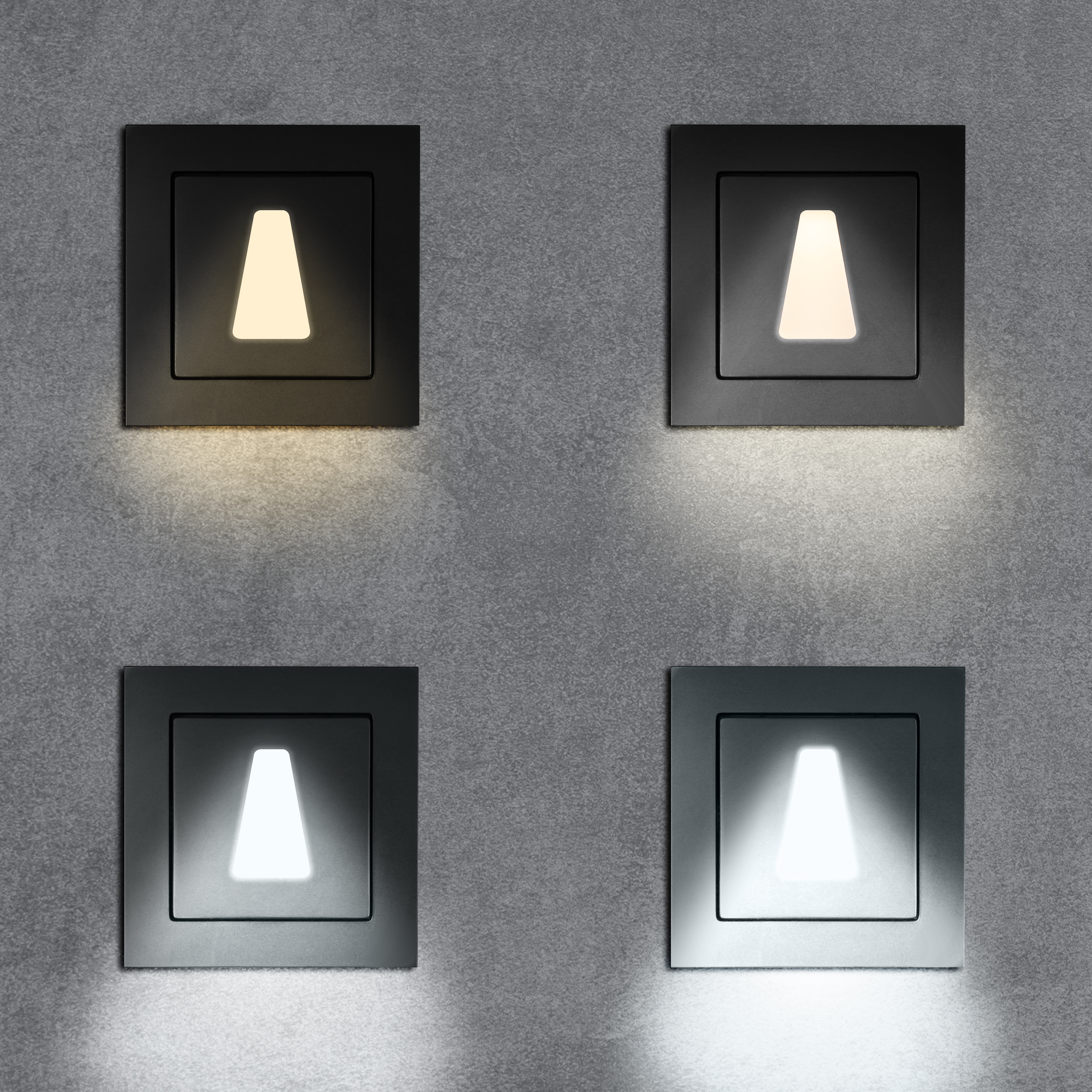 qles WET0403 Wandeinbauleuchte Trapez, für Merten System-M, beleuchtet/LED/warmweiß (3000k), Schwarz matt, IP44