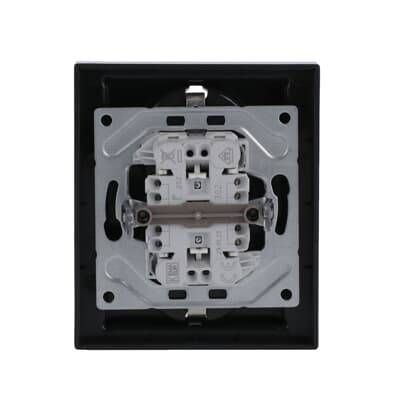Busch-Jaeger 202 EUJB-81 Schutzkontakt Doppelsteckdose Safety+, Komplettabdeckung, mit erhöhtem Berührungsschutz, mit Befestigungskrallen, anthrazit glänzend, Plattform 63