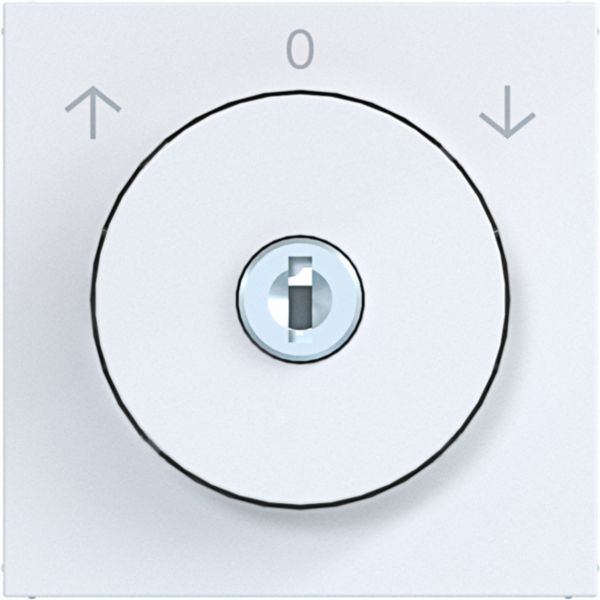 Hager WAF1319WG Zentralstück mit Schloss und Tastfunktion, für Jalousie-Schlüsselschalter, Schlüssel in 0-Stellung abziehbar, A.x/C.x, lichtweiß glänzend