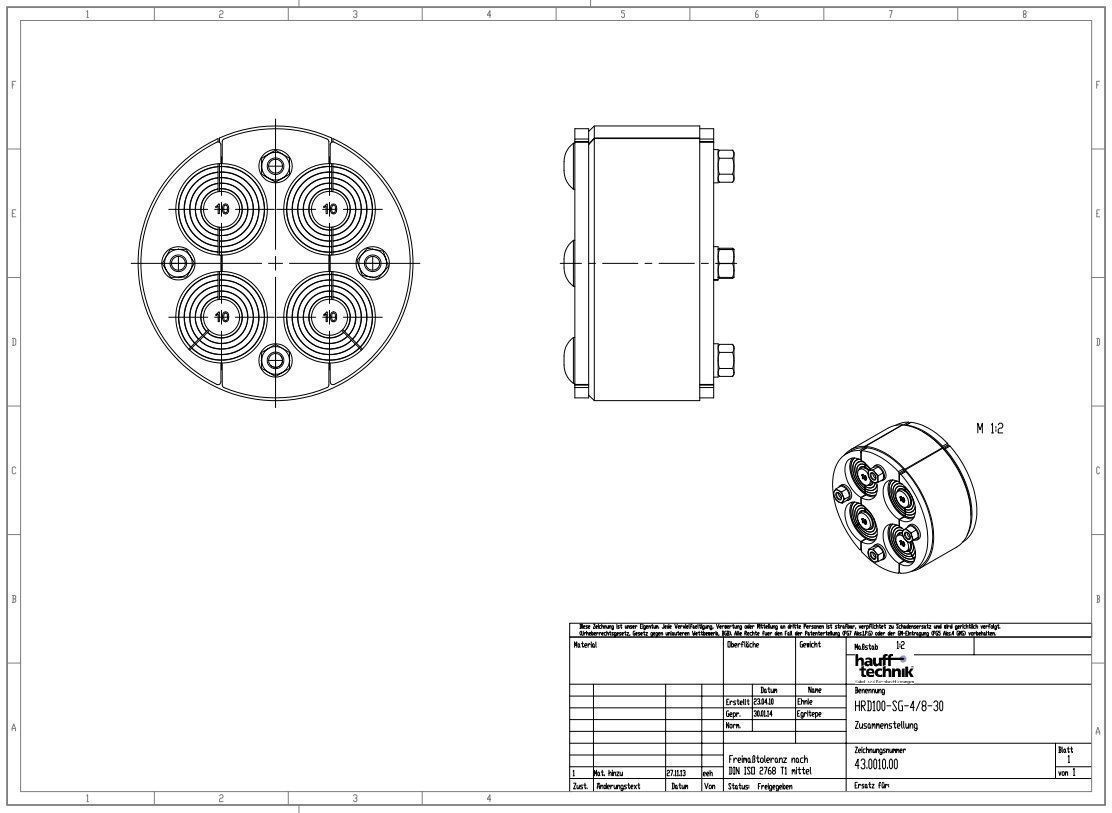 Hauff 2700103800 Standard-Ringraumdichtung mit Segmentringtechnik HRD125 SG 6x6-31 b40 A2/EPDM55