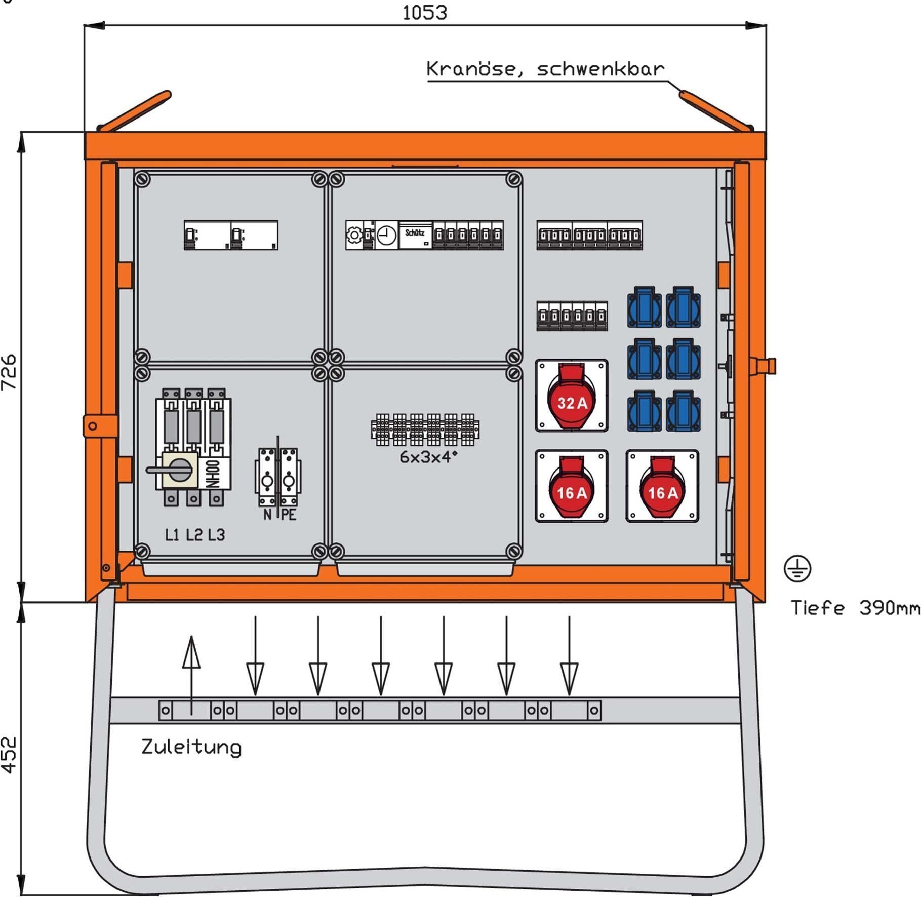 Walther Electric WV0253BER1 Beleuchtungsverteiler 44kVA