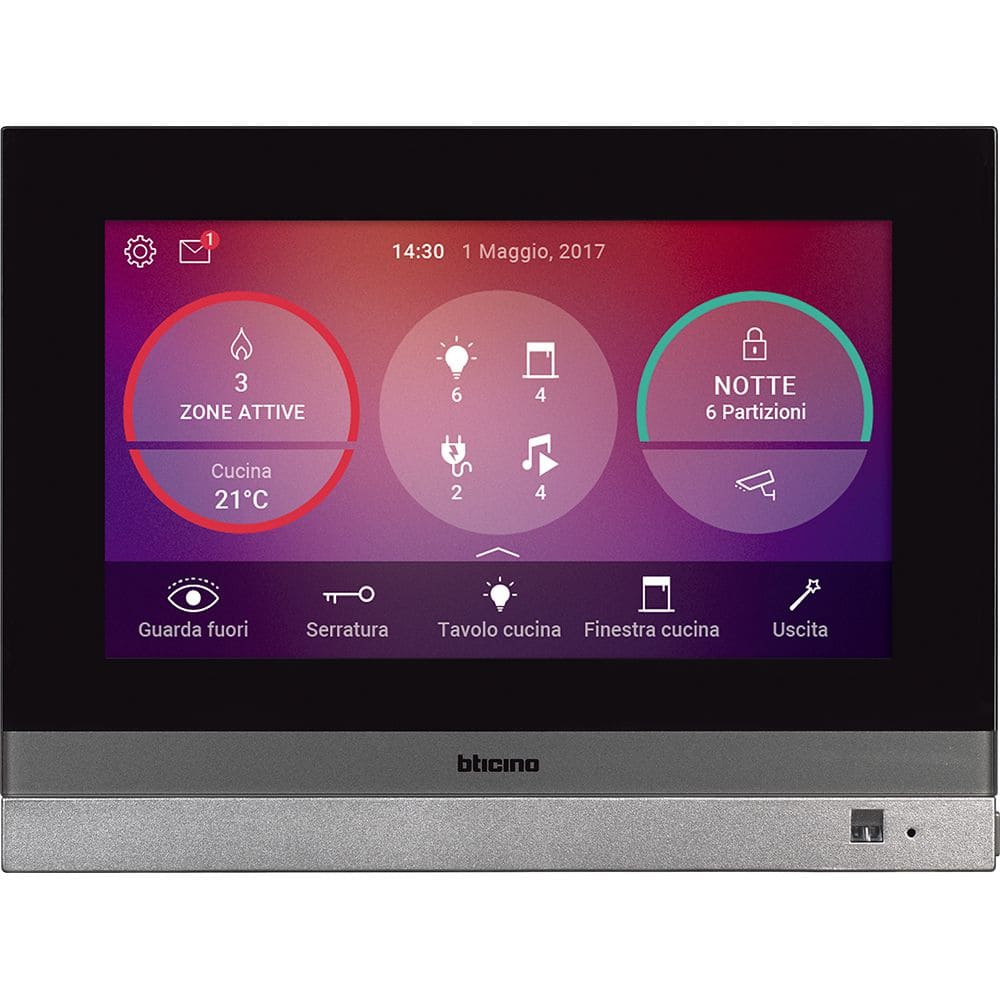 Legrand Bticino 3488 Touchscreen mit 7 Zoll Bildschirm für Hausautomation MyHome, Farbe: Schwarz