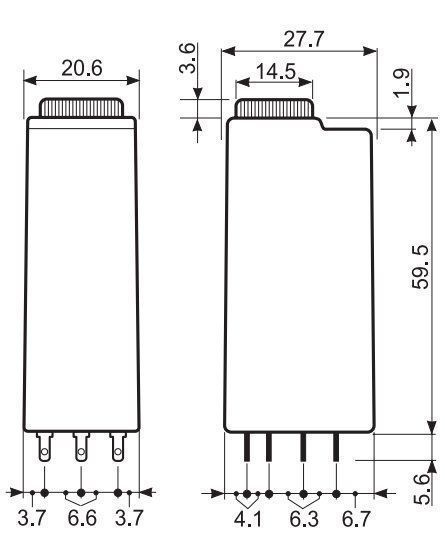Finder 850300240000 Zeitrelais steckbar, 3 Wechsler, 10 A, für 24 V AC/DC, 4 Zeitfunktionen