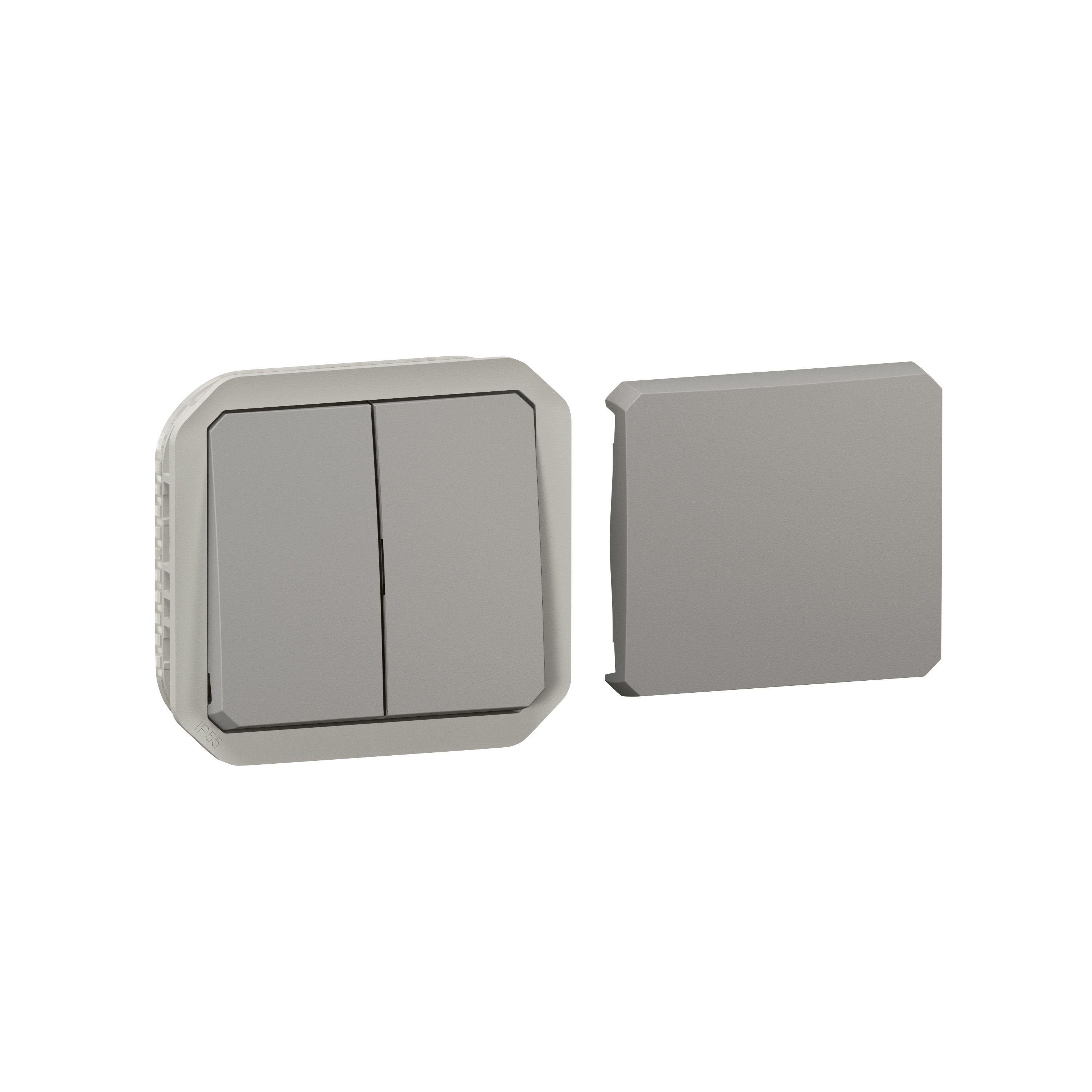 Legrand 069506L Plexo New Einsatz Multifunktionsschalter wahlweise Wechselschalter 10 AX mit Taster 10 A, grau