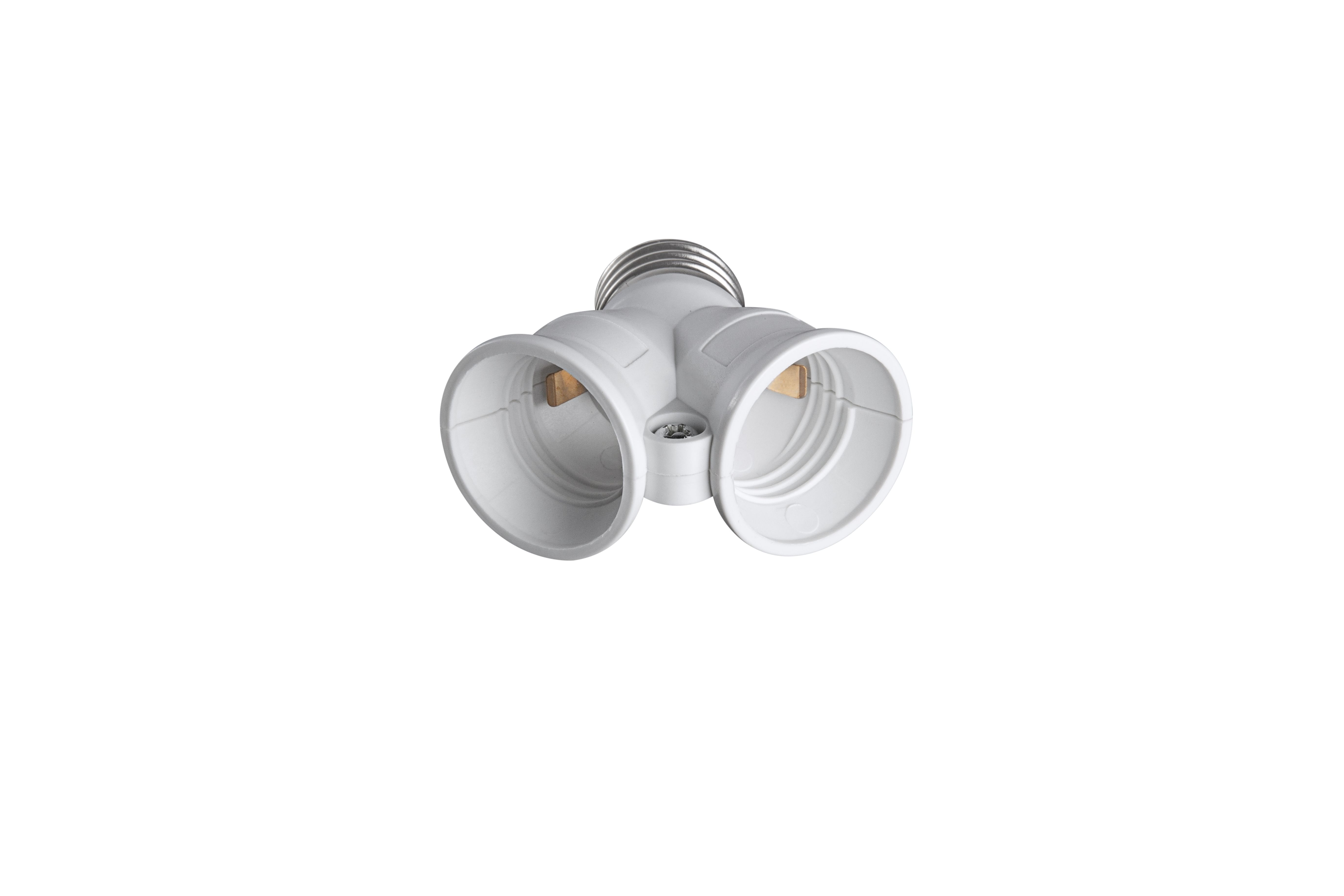Heitronic 501010 Lampensockeladapter DUO, Kunststoff,  E27 auf 2 x E27 max. 2 x 60 W, IP20, weiß