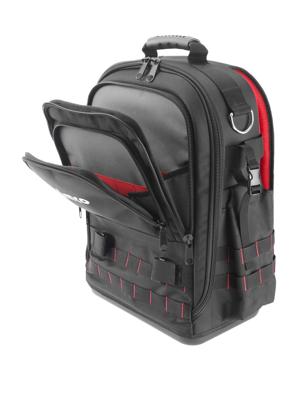 Cimco 17 0425 Werkzeug Rucksack ERGO-XL30, unbestückt, 4 geschützte Reißverschlussfächer, ergonomische Rückenpolsterung, mit 90 Möglichkeiten zur Befestigung, Klemmen, Stecken und Verstauen