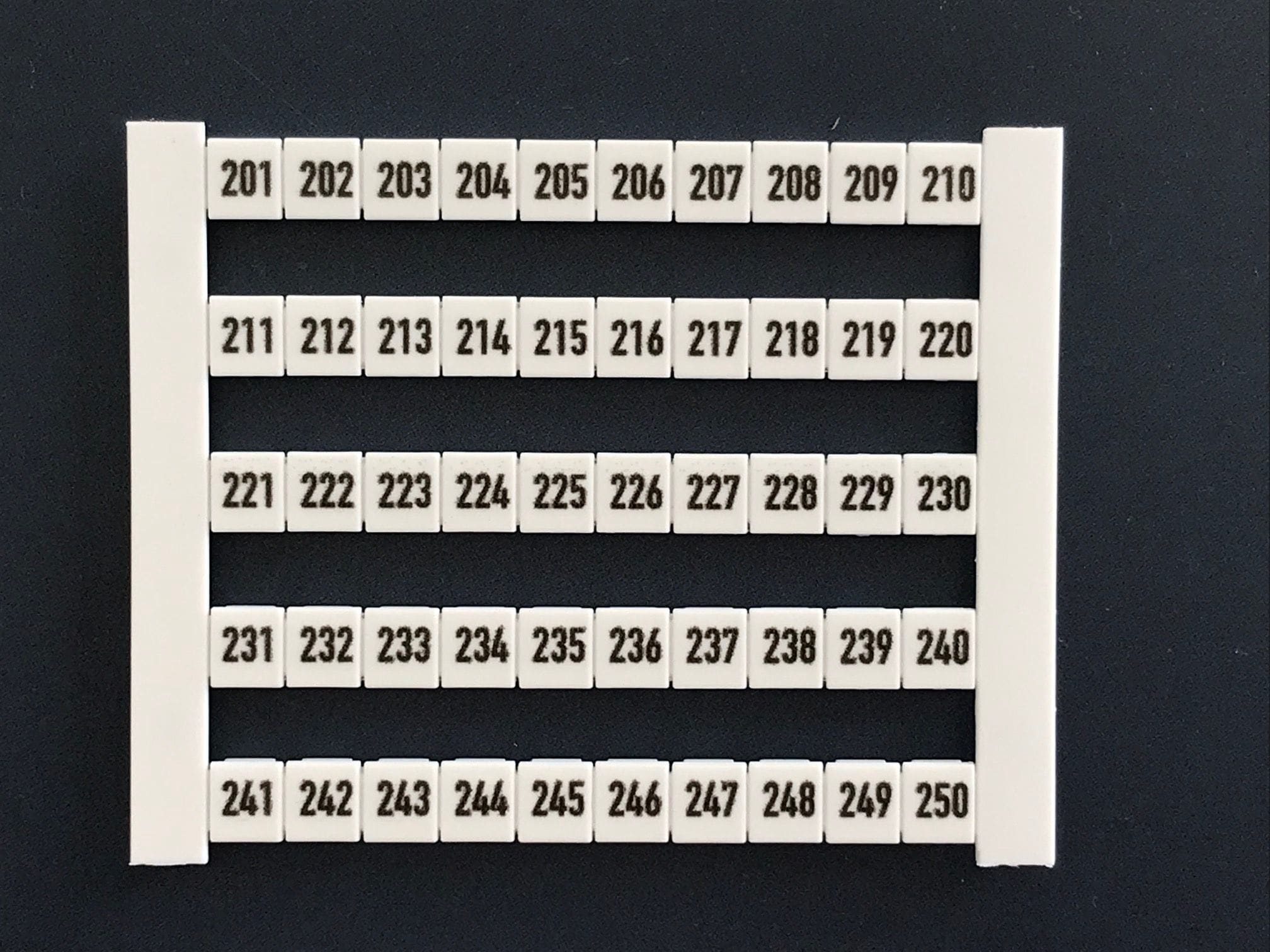 Weidmüller DEK5 FW 201-250 Klemmenmarkierung 5x5mm, Zahlen 201-250