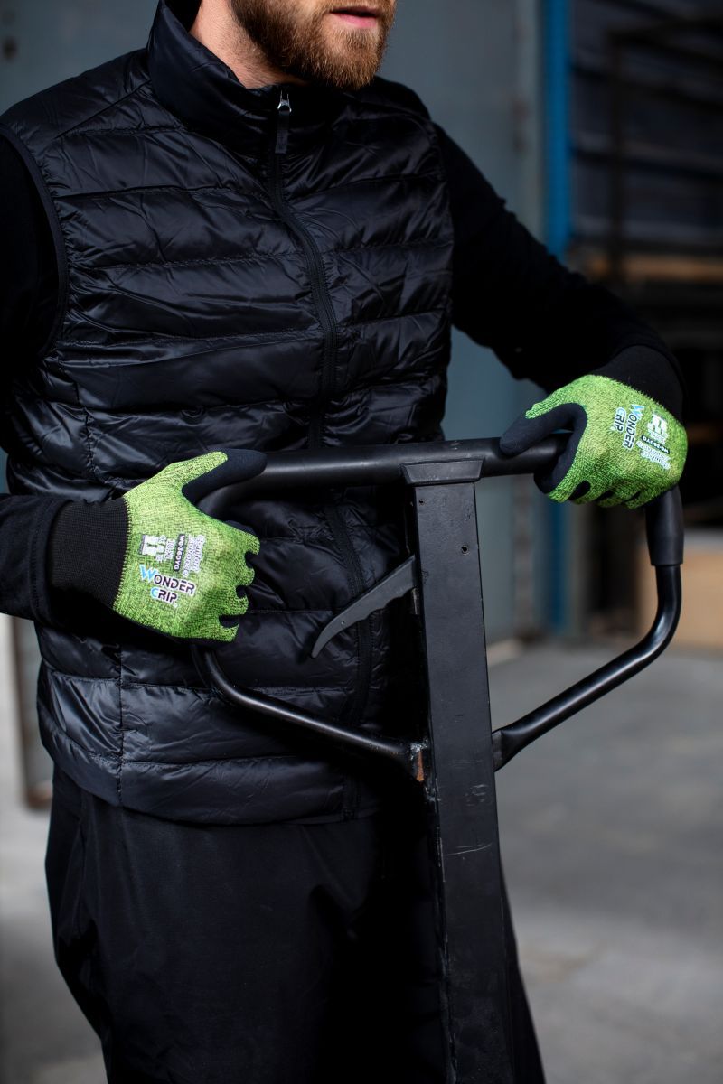 Wonder Grip® WG-360YG Arbeitshandschuh Comfort Advance, Gr. L/9, ultradünn, hoch dehnbar, hervorragende Griffigkeit, präzise Beweglichkeit, 1x Paar L/R, grün/schwarz