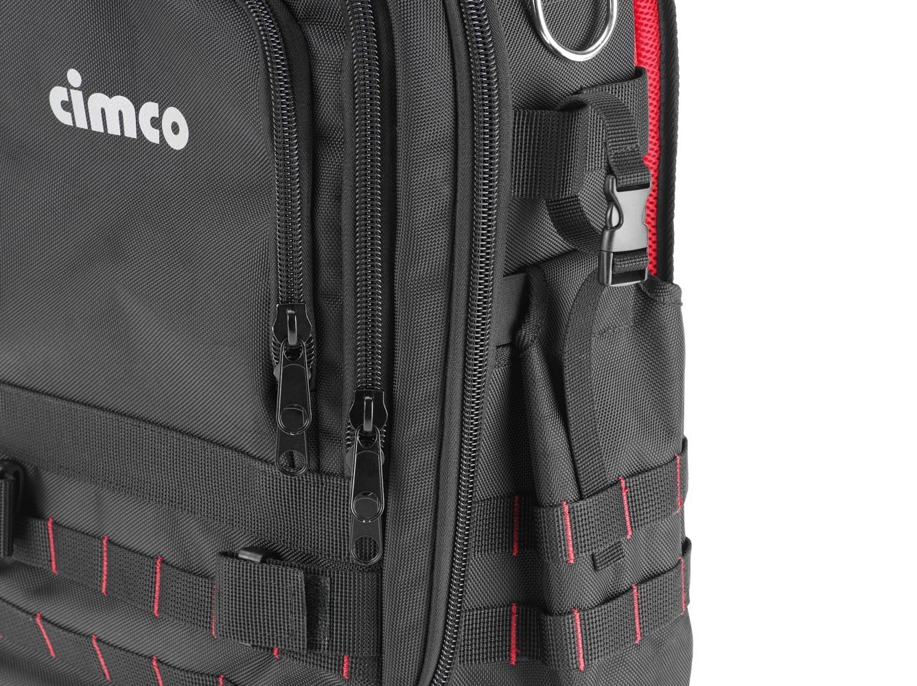 Cimco 17 0425 Werkzeug Rucksack ERGO-XL30, unbestückt, 4 geschützte Reißverschlussfächer, ergonomische Rückenpolsterung, mit 90 Möglichkeiten zur Befestigung, Klemmen, Stecken und Verstauen