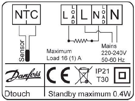 Devi 140F1069 DEVIreg™ Touch Thermostat mit Bodenfühler, mit Rahmen, schwarz