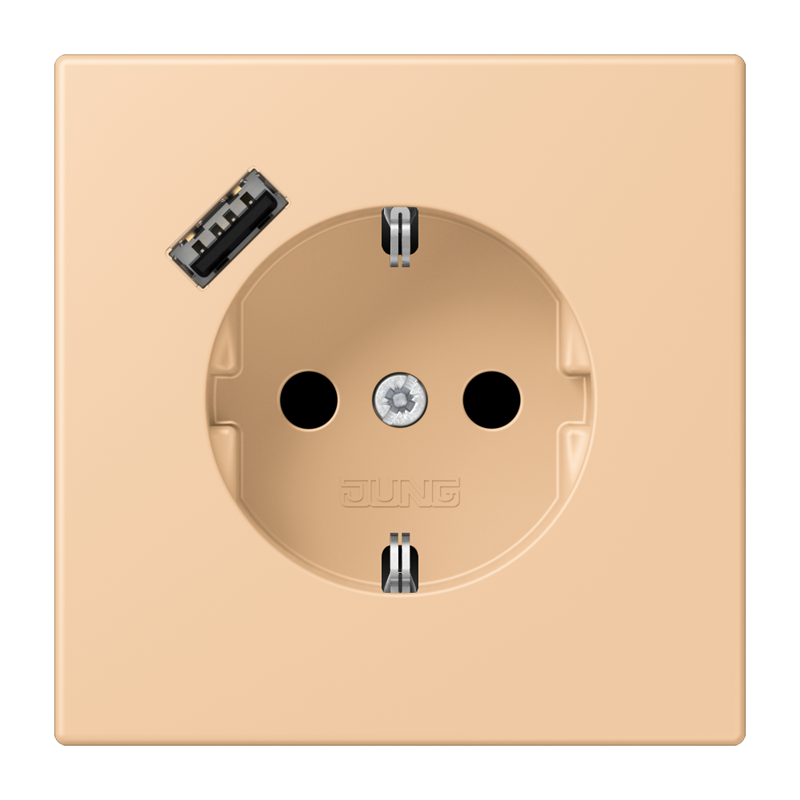 Jung LC152018A237 Schutzkontakt-Steckdose mit USB-Ladegerät Typ A, Safety+, Les Couleurs® 32122, terre sienne claire 31