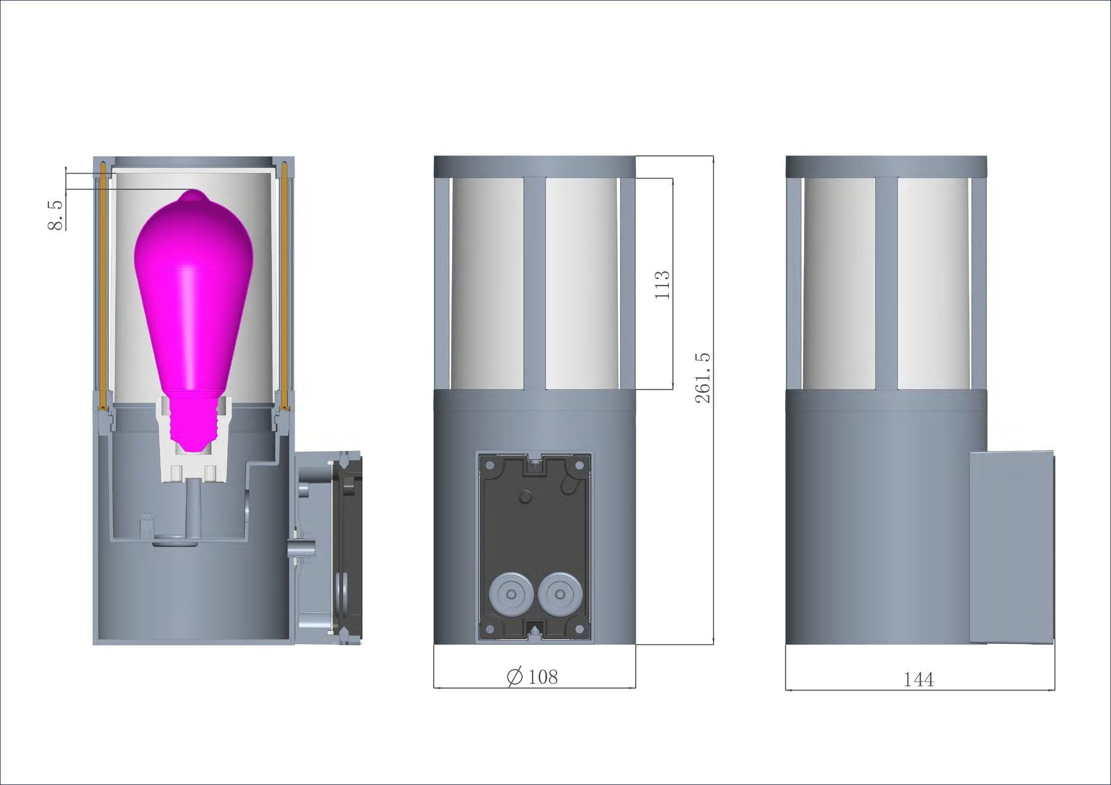Deko-Light 731153 Wandaufbauleuchte, Facado II rund getönt, 1x max 20 W, 220-240 V/AC, 50 / 60 Hz, IP 65, dunkelgrau