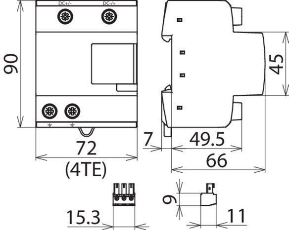 Dehn + Söhne 900075 Kombiableiter DEHNcombo YPV FM für Photovoltaik-Systeme bis 1200V DC