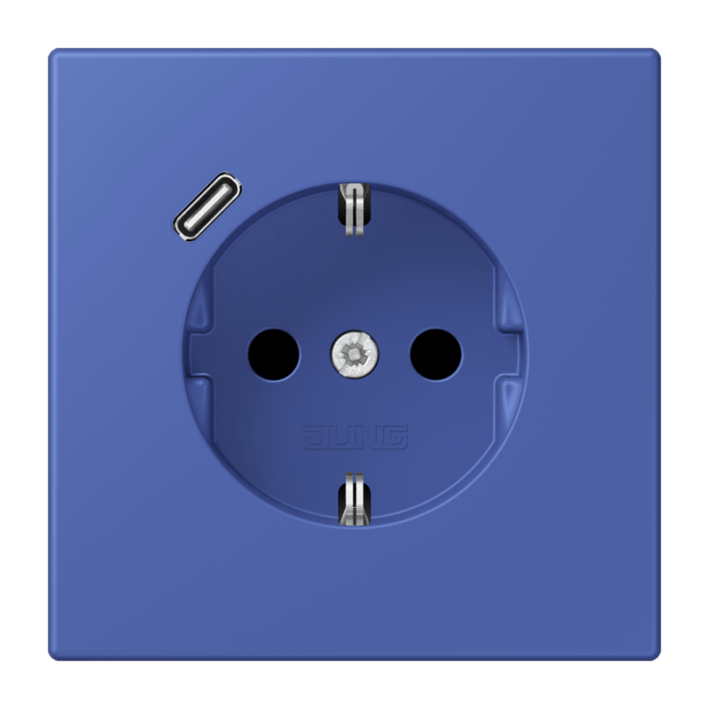 Jung LC152018C206 Schutzkontakt-Steckdose mit USB-Ladegerät Typ C, Safety+, Les Couleurs® 32020, bleu outremer 31