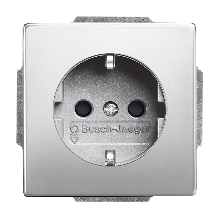 Busch-Jaeger 20 EUCBLI-866 Schutzkontakt-Steckdose Safety+ mit Nachtorientierungslicht/Steplight, mit erhöhtem Berührungsschutz, mit Befestigungskrallen, edelstahl matt, pur Edelstahl