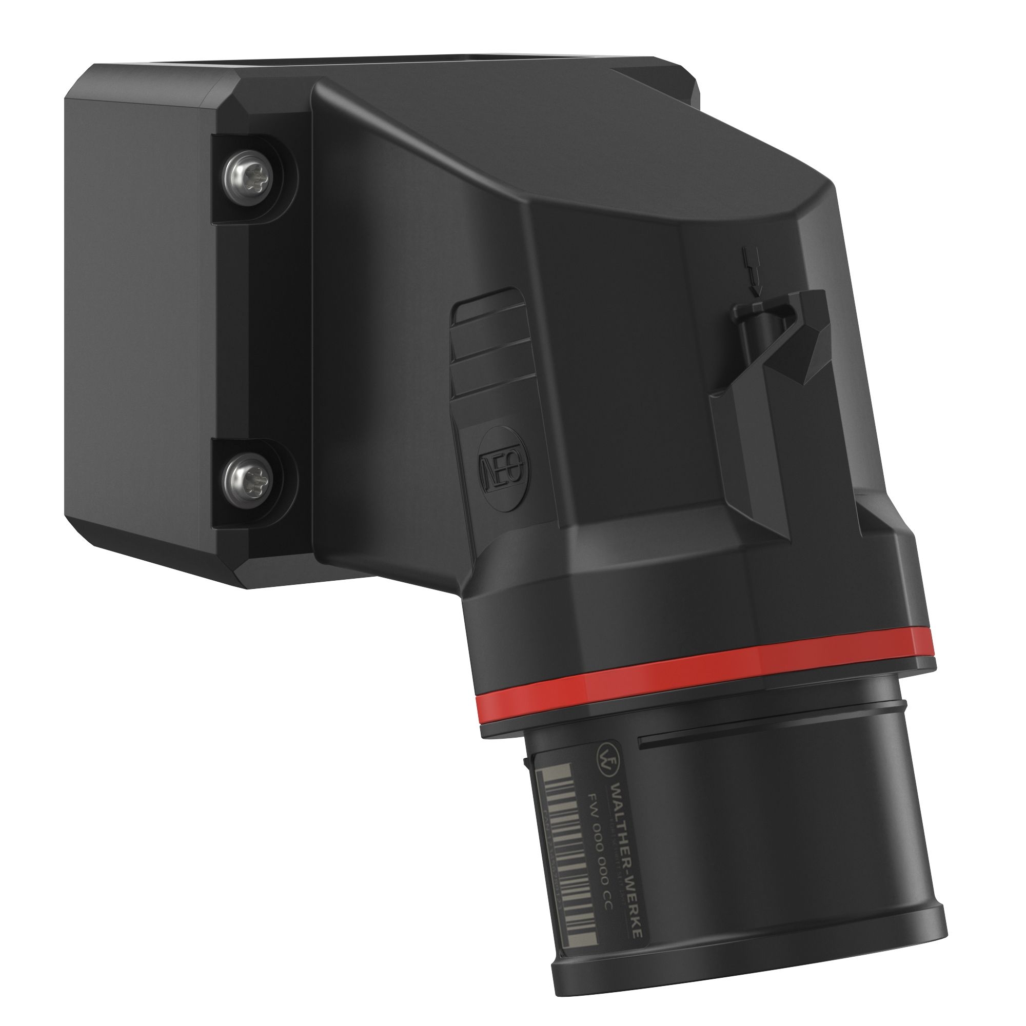 Walther Werke FW714511SK CEE NEO Wandgerätestecker schräg 16A 5P 11h IP54 mit Schraubtechnik und drehbarem Boden