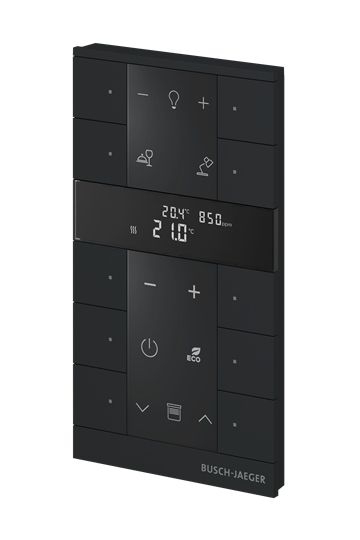Busch-Jaeger SBC-F-10.0.11-885  Raumtemperaturregler mit VOC/Feuchte-Sensor und Bedienfunktion, 10-fach, schwarz matt, Busch-Tenton®