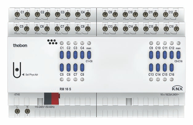Theben 4940225 RM 16 S KNX Schaltaktor 16-fach