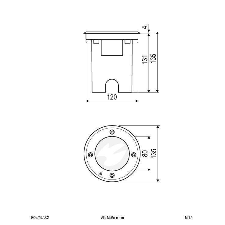 EVN PC67107002 LED Bodeneinbauleuchte rund, 135mm, 3000K