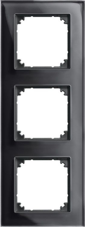 Merten 489303 Echtglasrahmen 3-fach, M-PLAN, Onyxschwarz