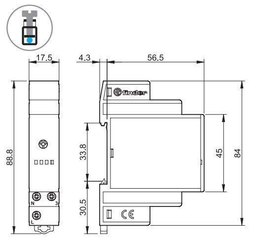 Finder 149182300000 Treppenhaus-Lichtautomat, Einschaltwischer (retriggerbar), 1 Schließer, 16 A, für 230 V AC, 3 Anschlüsse unten