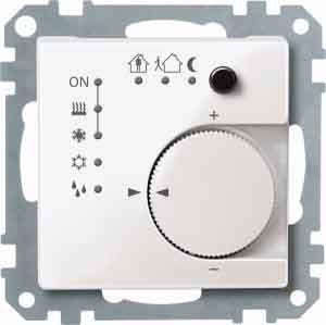 Merten 616719 KNX Raumtemperaturregler UP/PI mit Tasterschnittstelle 4-fach, System M, polarweiß glänzend