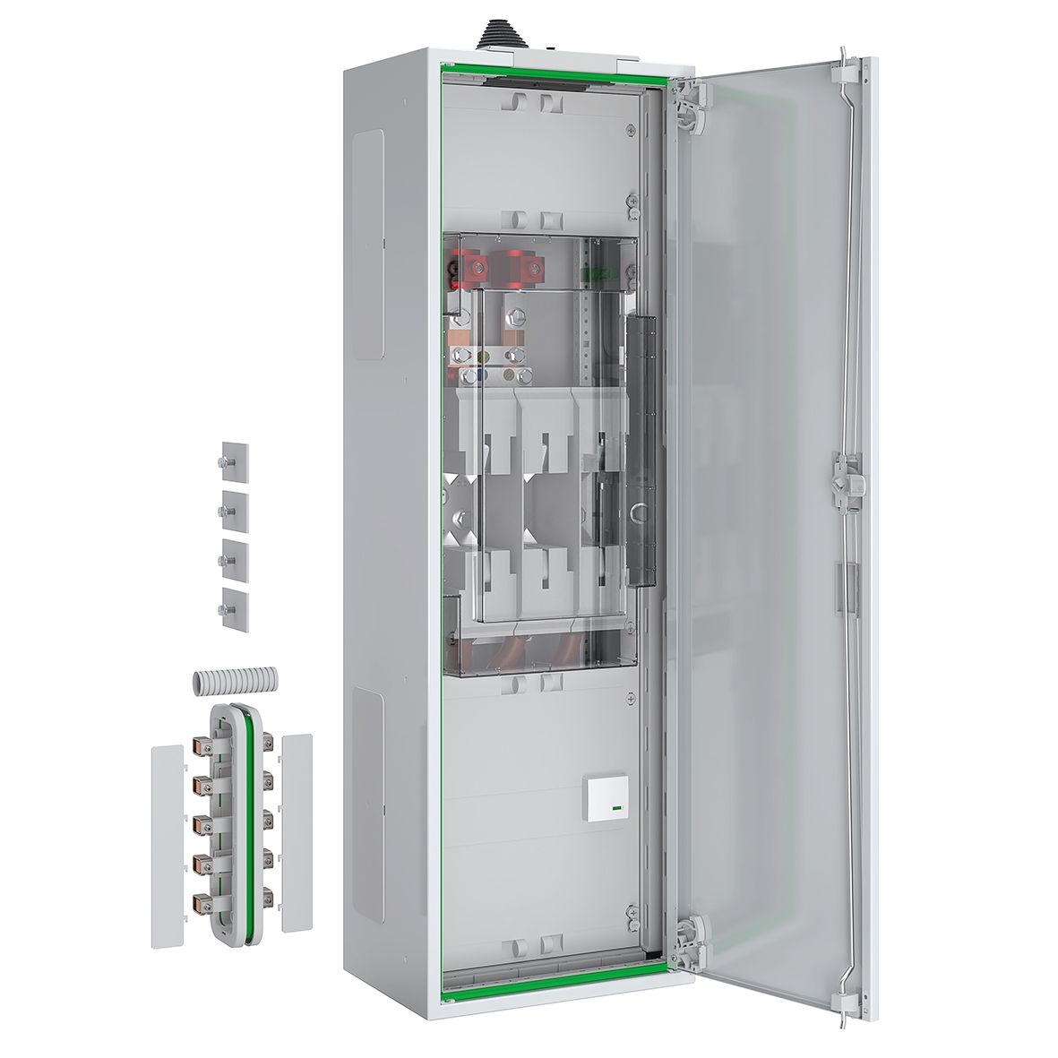 ABN ABNRA106F04 Hausanschluss-Schrank nach TAB EWE, mit SaS, 5-polig, 355A, NH2, Unterteil, IP54, BxHxT 300x950x210 mm