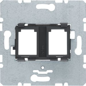 Berker 454202 Tragplatte mit schwarzer Aufnahme 2-fach für Modular Jack, S.x/B.x/K.x/Q.x/R.x