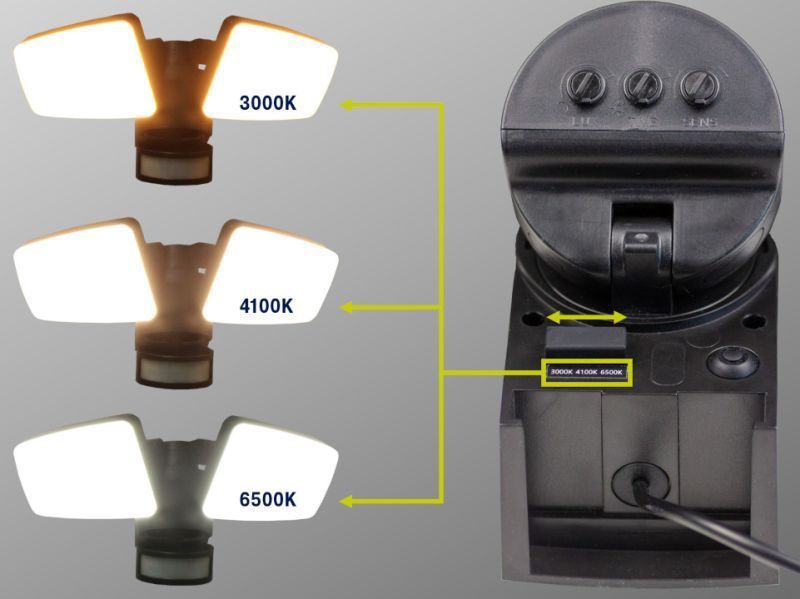 Heitronic VO-501425 Solar LED Doppelflutlichtstrahler DUPLEX, 12 W, 3000/4100/6500 K einstellbar, auch für Eckmontage