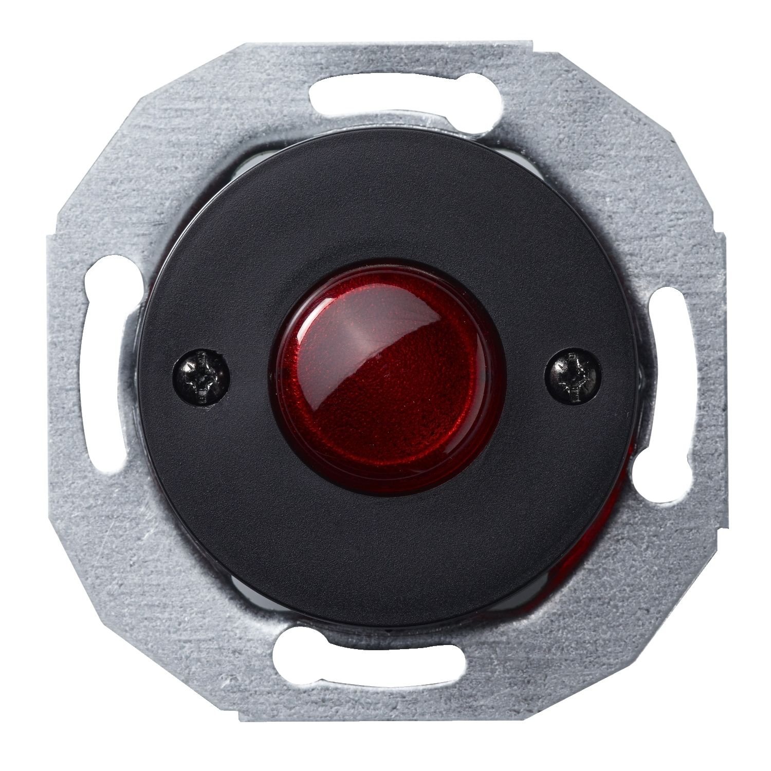 Elso WDE011248 Drucktaster beleuchtet mit Zentralplatte, mit Steckklemme, Renova Flush, schwarz matt