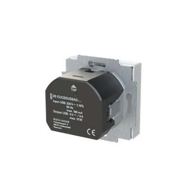 Busch-Jaeger 20 EUCB2USBAC-84 Schutzkontakt-/USB-A+C Steckdose Safety+, mit Befestigungskrallen, studioweiß glänzend, Plattform 63