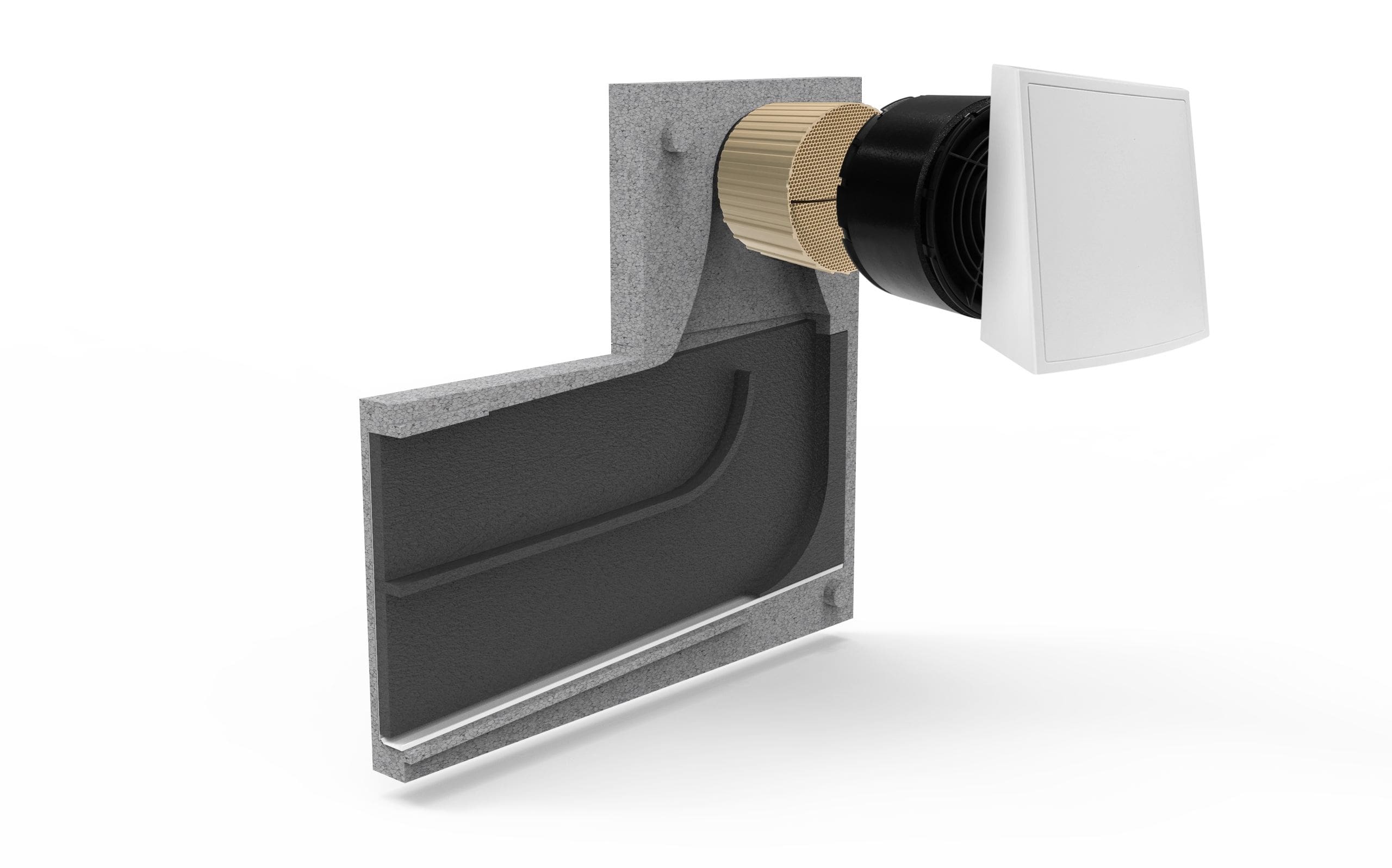 Zewotherm 14010200 Rohbauset Laibung PLUS ASA, dezentrale Belüftungseinheit, Normschallpegeldifferenz bis zu 65 dB, doppelter Umlenkung der Luftströme, Schalldämmmatte reinigbar, weiß