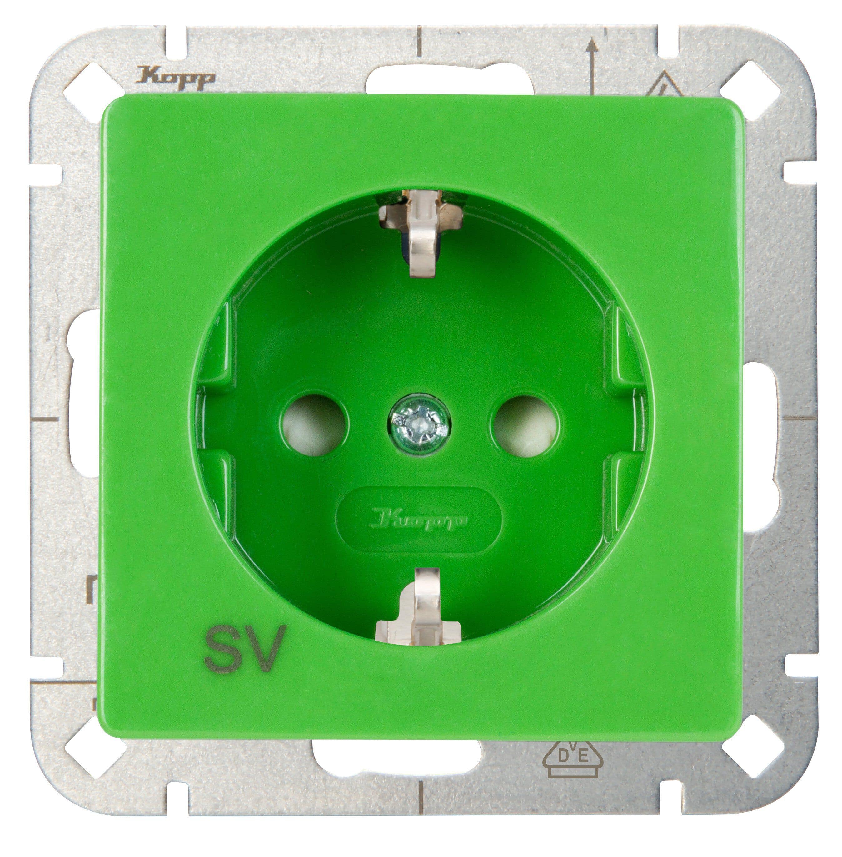 Kopp 920608008 Schutzkontakt-Steckdose mit erhöhtem Berührungsschutz, grün