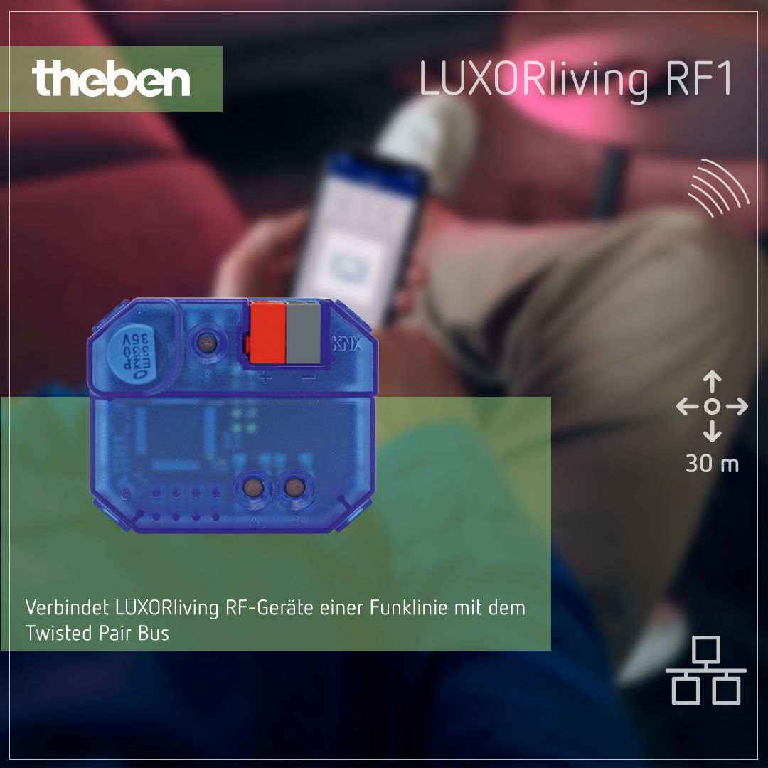 Theben LUXORliving RF1 UP-Medienkoppler für die Integration in Smart-Home-Systeme